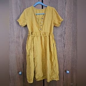 Linen by MN Catalina dress in saffron MEDIUM